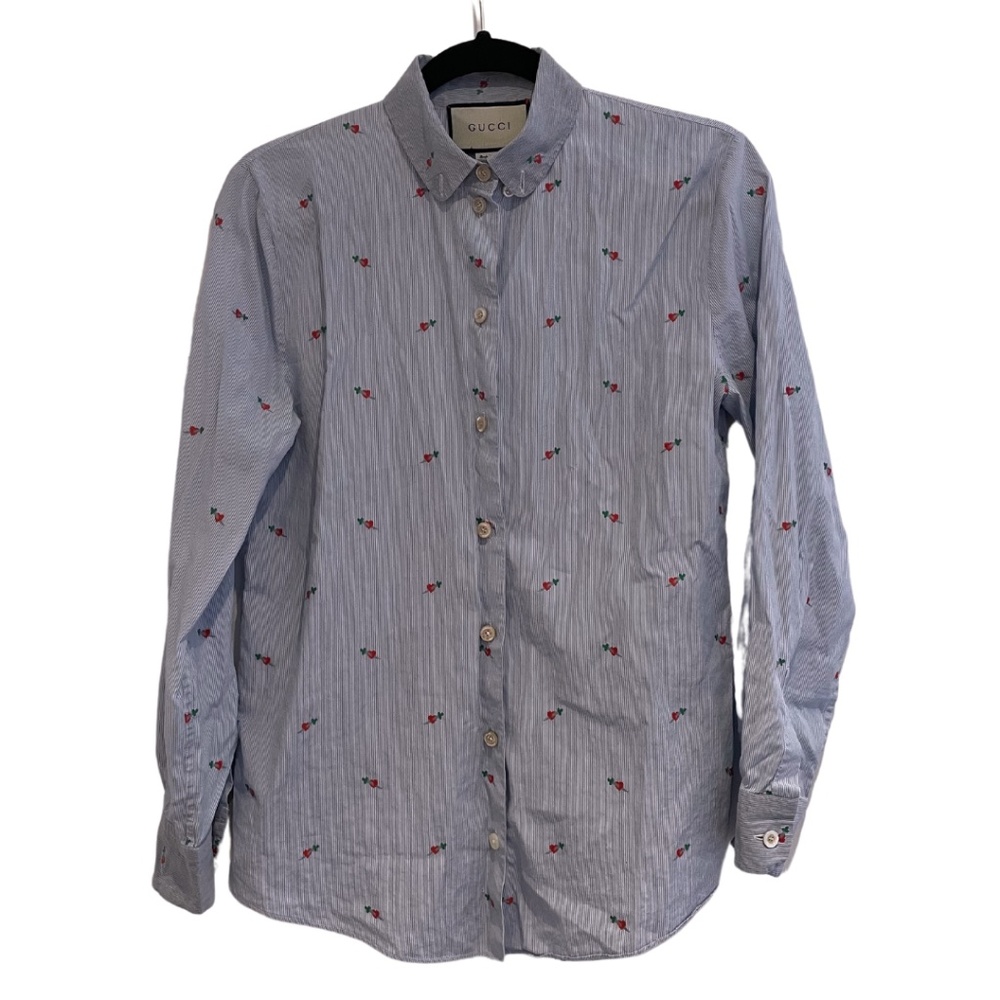 Gucci Heart Dagger Appliqué Dress Shirt